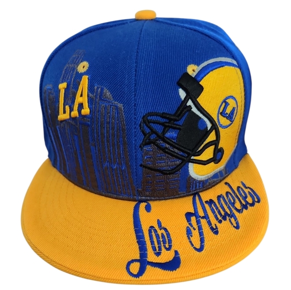 Los Angeles Blue And Yellow Snapback With Football Helmet Logo - Picture 1 of 7
